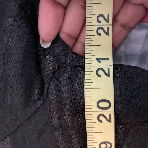 George Simonton Says Shirt Womens Sz M Black Sheer Lace Pleated Button Tunic - Picture 5 of 7